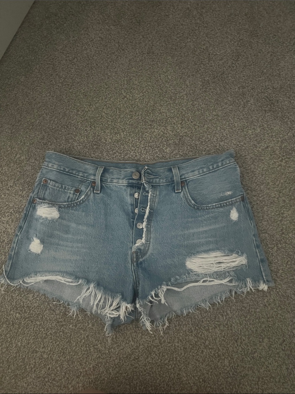 Levi's Distressed Button-Fly Denim Shorts